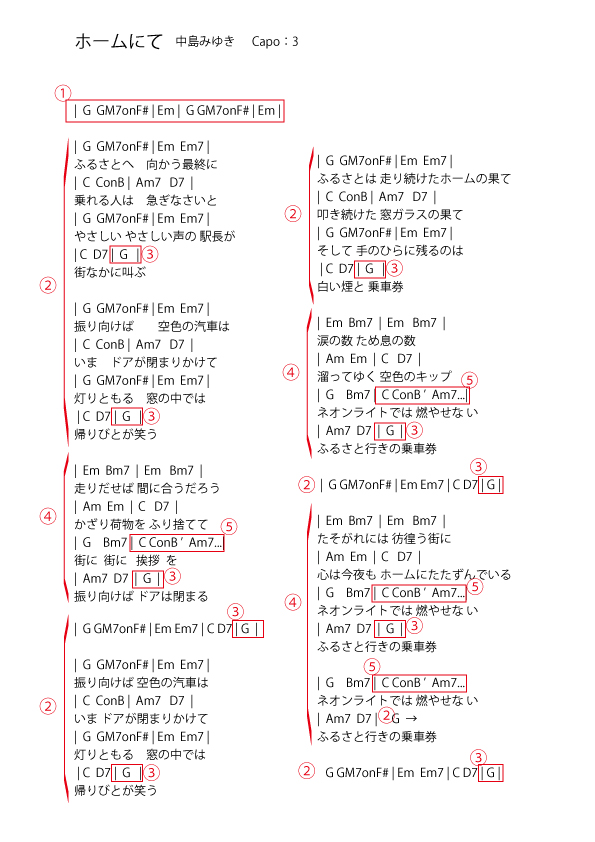 レッスン動画 ホームにて 中島みゆき 原曲に近いアルペジオで弾き語ろう コード譜 Tab譜 あくたばー ギター教室